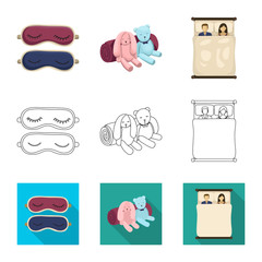 Vector illustration of dreams and night symbol. Set of dreams and bedroom stock vector illustration.