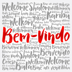 Bem-Vindo (Welcome in Portuguese) word cloud in different languages