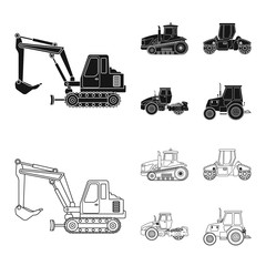 Isolated object of build and construction logo. Collection of build and machinery vector icon for stock.