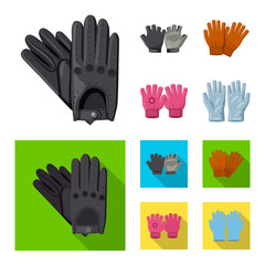 Vector illustration of glove and winter icon. Collection of glove and equipment stock vector illustration.