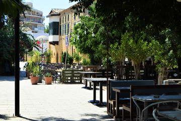 Fototapeta na wymiar Summer restaurant in the Cyprus Nicosia