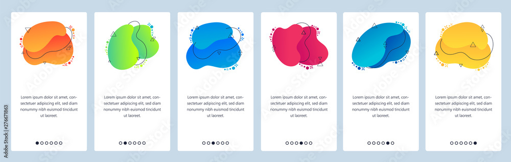Poster website and mobile app onboarding screens vector template