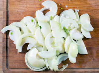 Cut onion on cutting board