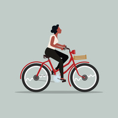 woman riding a bicycle vector