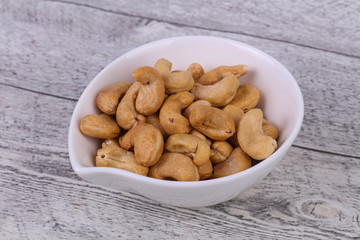 Cashew nuts heap in the bowl