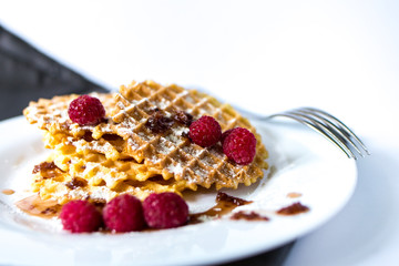 sweet waffles with fresh berries