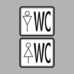 WC(toilet) icon black thin line on white background , man and woman - vector illustration