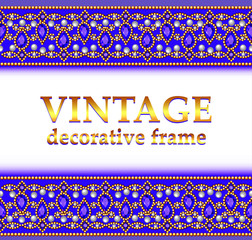 Illustration of vintage background frame with precious stones