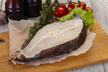 Raw wolffish steak