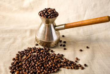 coffee beans on wooden background