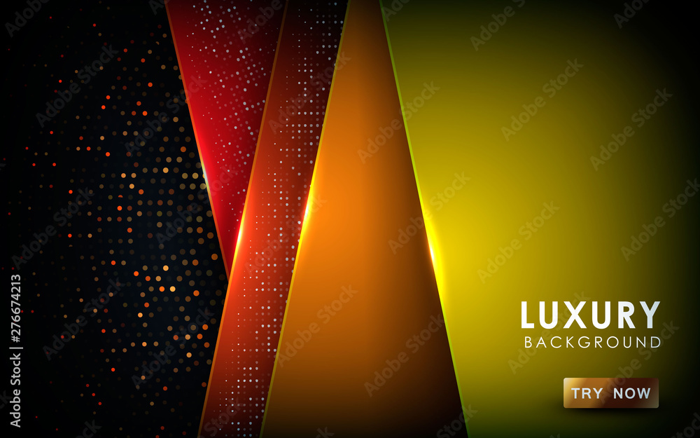 Poster dark abstract background with red, orange and yellow overlap layers. realistic texture with light ef