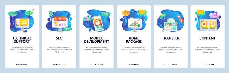 Website and mobile app onboarding screens vector template