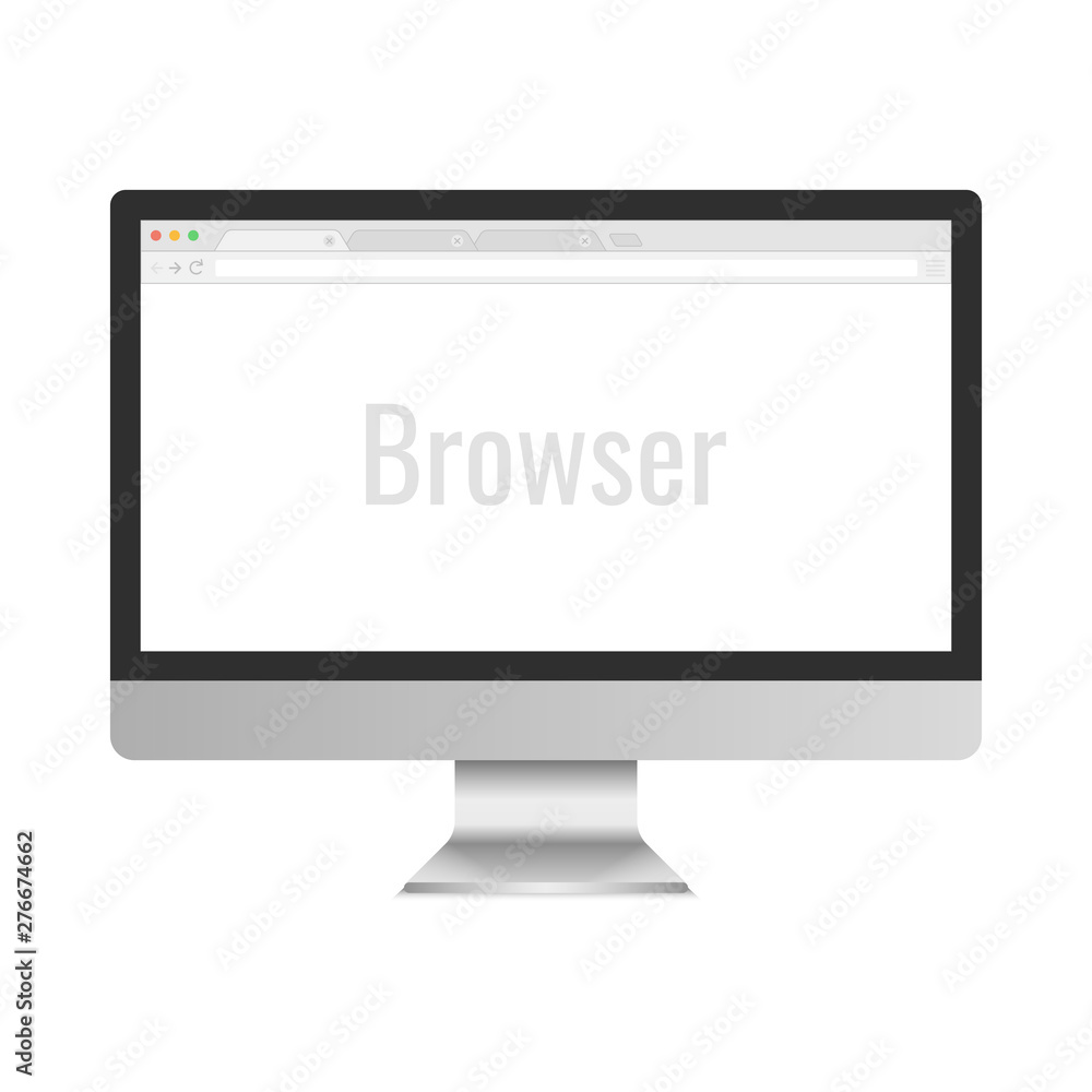 Aufkleber computer monitor isolated on background. open blank browser. vector illustration.