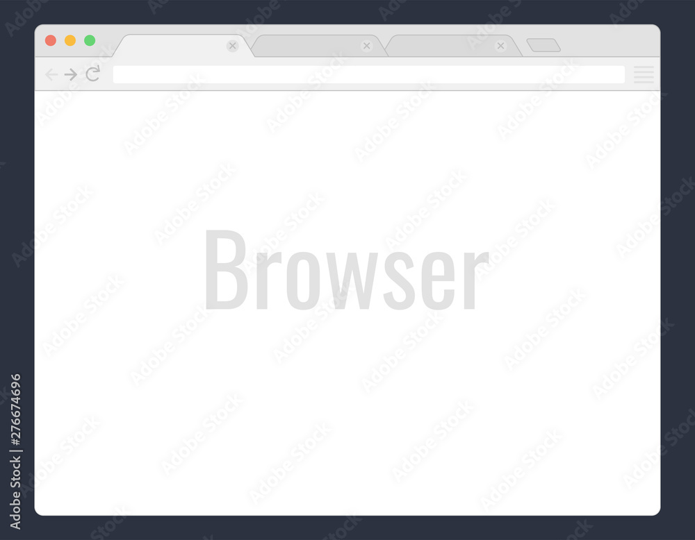 Poster open internet browser window in a flat style. design a simple blank web page. vector illustration.