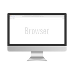 Computer monitor Isolated on background. Open blank browser. Vector illustration.