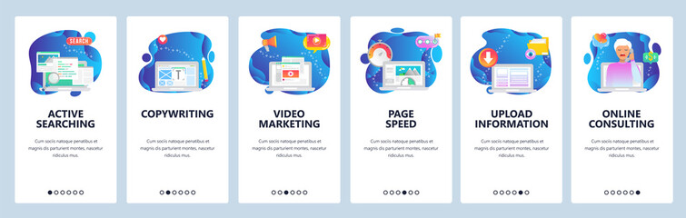 Website and mobile app onboarding screens vector template