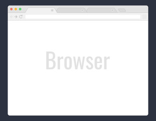 Open Internet browser window in a flat style. Design a simple blank web page. Vector illustration.