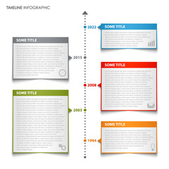 Time line info graphic with rectangular colorful design labels