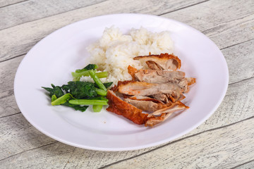 Rice with roasted duck breast