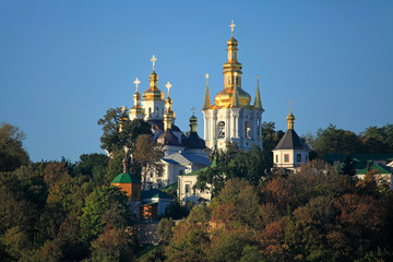 Fototapeta na wymiar Church and bell tower of the Nativity of the Virgin (Kiev Pechersk Lavra monastery). Historical and cultural reserve – UNESCO object 