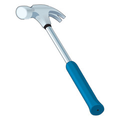 Colorful cartoon claw hammer. Handyman tool for home repair. Construction themed vector illustration for icon, logo, sticker, patch, label, sign, badge, certificate or flayer decoration