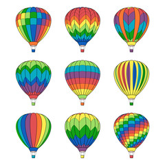 Set of Air Ballon Icons isolated on White