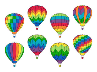 Set of Air Ballon Icons isolated on White