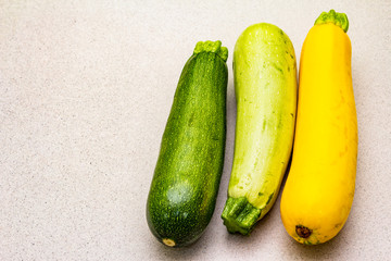 Assorted colorful zucchini