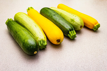 Assorted colorful zucchini