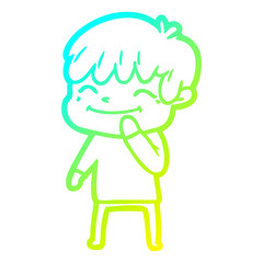 cold gradient line drawing cartoon happy boy