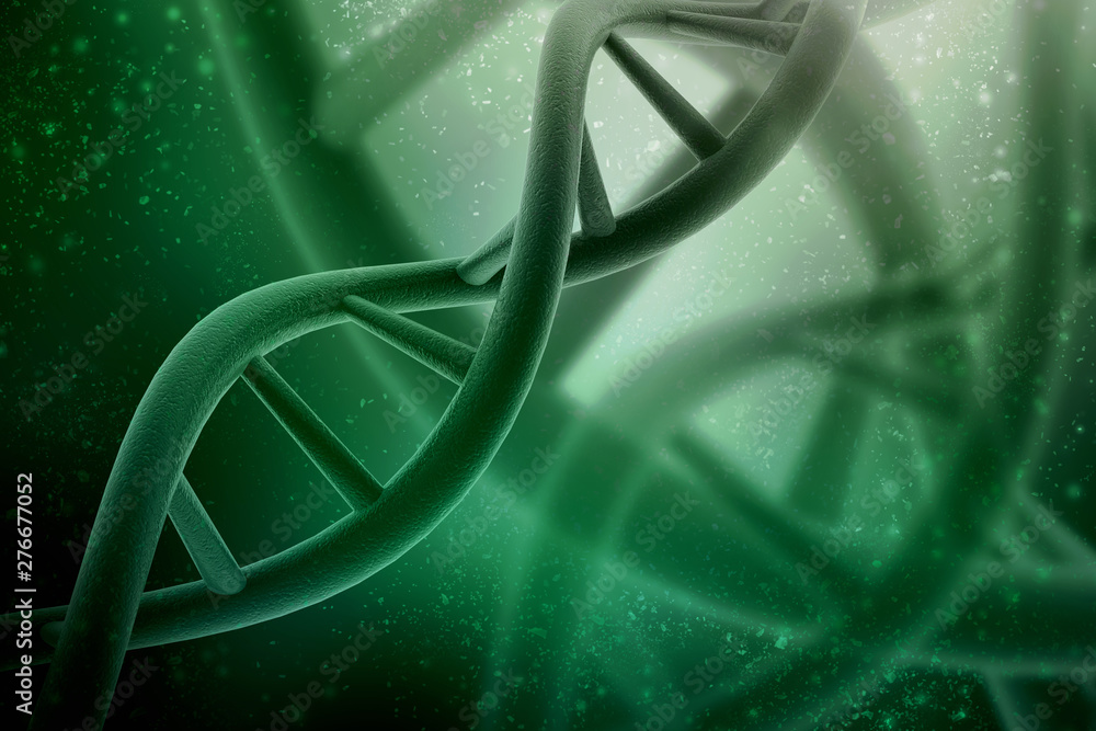 Poster 3d render of dna structure, abstract background