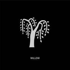 white willow vector icon on black background. modern flat willow from nature concept vector sign symbol can be use for web, mobile and logo.