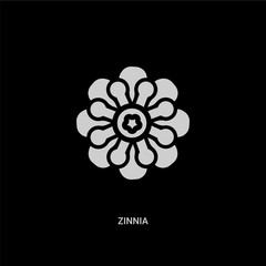 white zinnia vector icon on black background. modern flat zinnia from nature concept vector sign symbol can be use for web, mobile and logo.