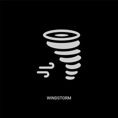 white windstorm vector icon on black background. modern flat windstorm from nature concept vector sign symbol can be use for web, mobile and logo.
