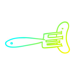 cold gradient line drawing cartoon sausage on fork