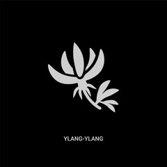 white ylang-ylang vector icon on black background. modern flat ylang-ylang from nature concept vector sign symbol can be use for web, mobile and logo.