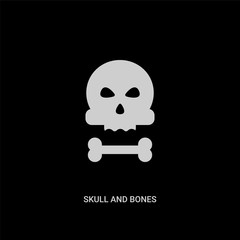 white skull and bones vector icon on black background. modern flat skull and bones from nautical concept vector sign symbol can be use for web, mobile and logo.
