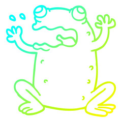 cold gradient line drawing cartoon burping toad