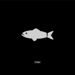 white fish vector icon on black background. modern flat fish from nautical concept vector sign symbol can be use for web, mobile and logo.