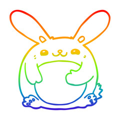 rainbow gradient line drawing cartoon rabbit