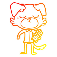 Obraz premium warm gradient line drawing cute cartoon dog wearing office shirt