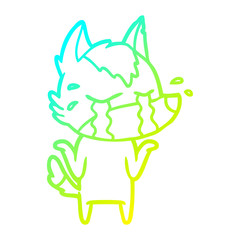 cold gradient line drawing cartoon crying wolf