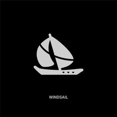 white windsail vector icon on black background. modern flat windsail from nautical concept vector sign symbol can be use for web, mobile and logo.
