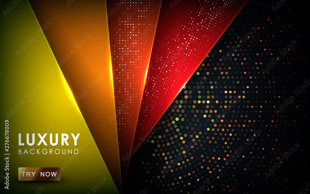 Poster dark abstract background with red, orange and yellow overlap layers. realistic texture with light ef
