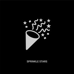 white sprinkle stars vector icon on black background. modern flat sprinkle stars from party concept vector sign symbol can be use for web, mobile and logo.