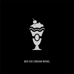white big ice cream bowl vector icon on black background. modern flat big ice cream bowl from party concept vector sign symbol can be use for web, mobile and logo.