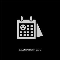 white calendar with date vector icon on black background. modern flat calendar with date from party concept vector sign symbol can be use for web, mobile and logo.