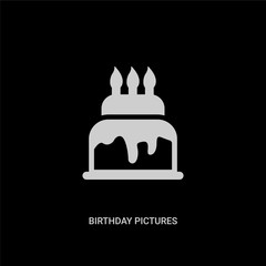white birthday pictures vector icon on black background. modern flat birthday pictures from party concept vector sign symbol can be use for web, mobile and logo.