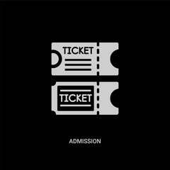 Fototapeta premium white admission vector icon on black background. modern flat admission from party concept vector sign symbol can be use for web, mobile and logo.