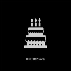 white birthday cake vector icon on black background. modern flat birthday cake from party concept vector sign symbol can be use for web, mobile and logo.